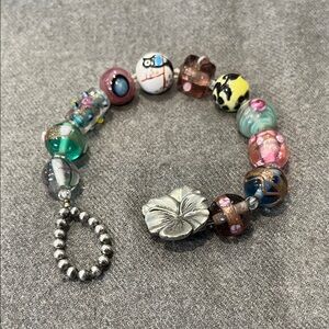 🌻3/$15 Danforth Pewter & Lampwork Glass Bead Bracelet